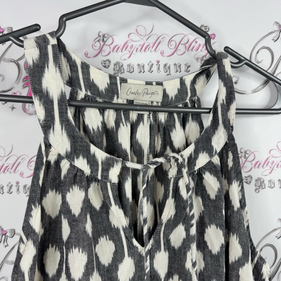 Charlie Paige Monochrome Sleeveless Dress with Pink Accents tassles boho cotton - Picture 3 of 9